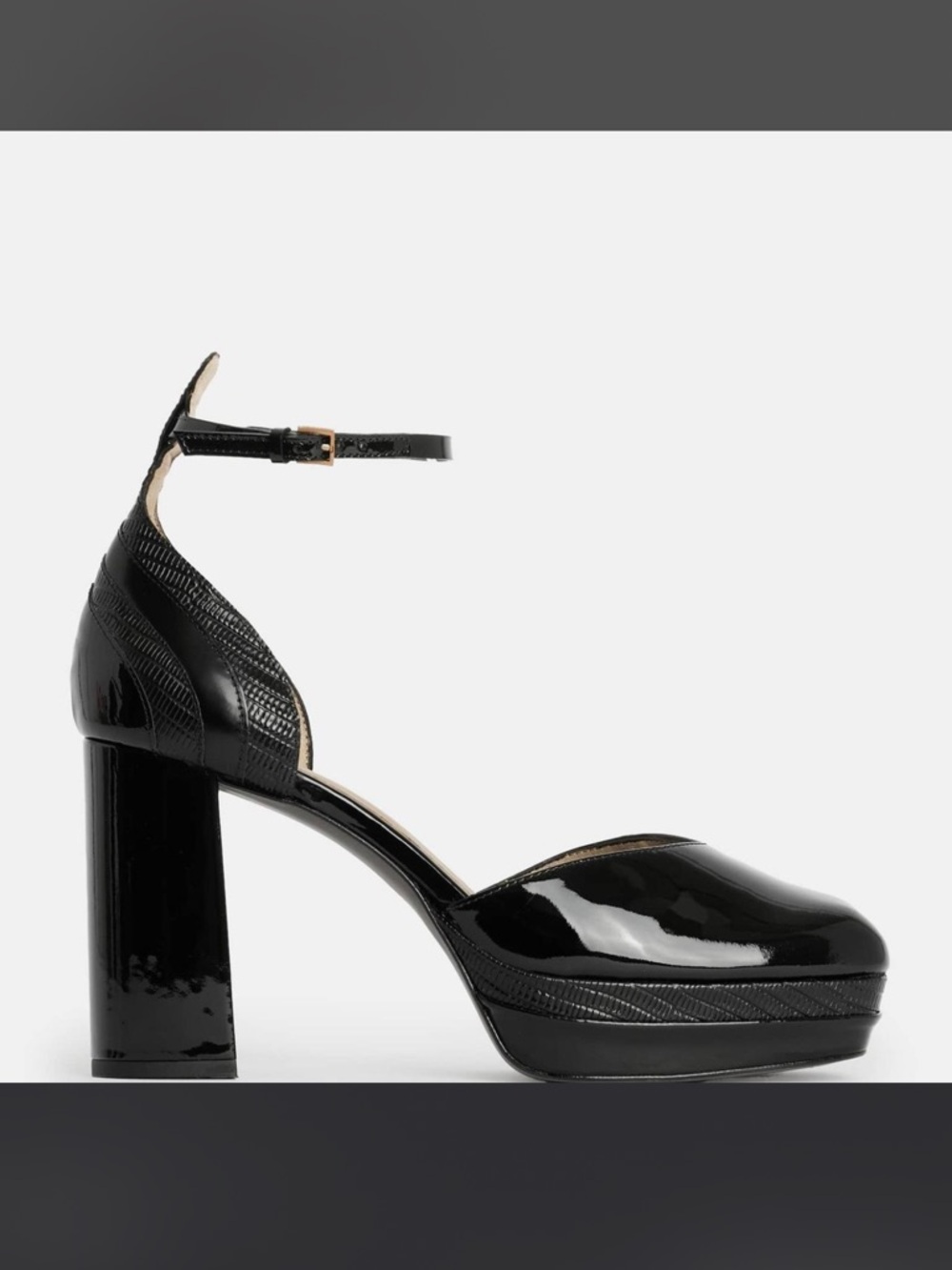 All Saints Tiffany closed toe black patent leather heels 9